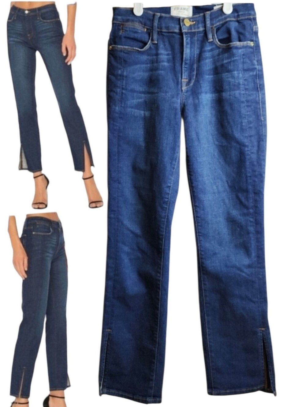 Frame Denim Womens Le High Straight Tuxedo Split Cuff Ankle Blue Jeans Size 25